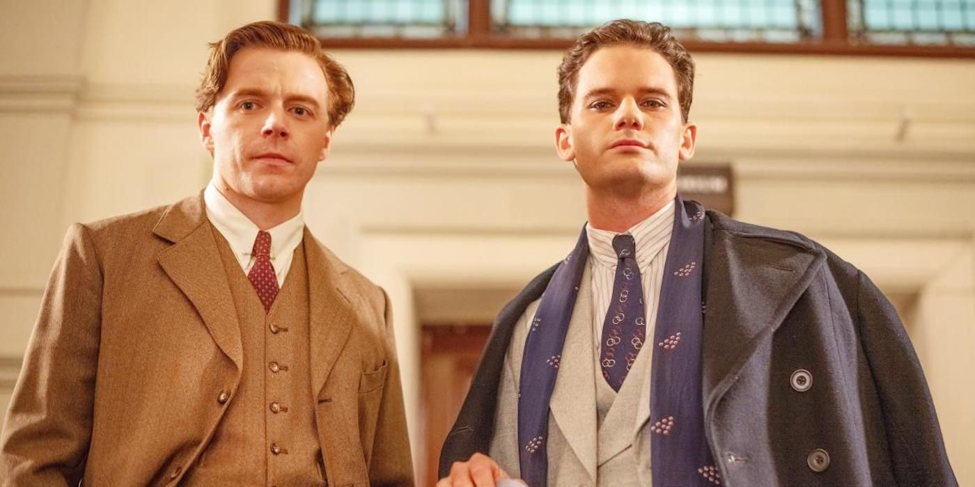 Jack Lowden and Jeremy Irvine as Siegfried Sassoon and Ivor Novello in Benediction