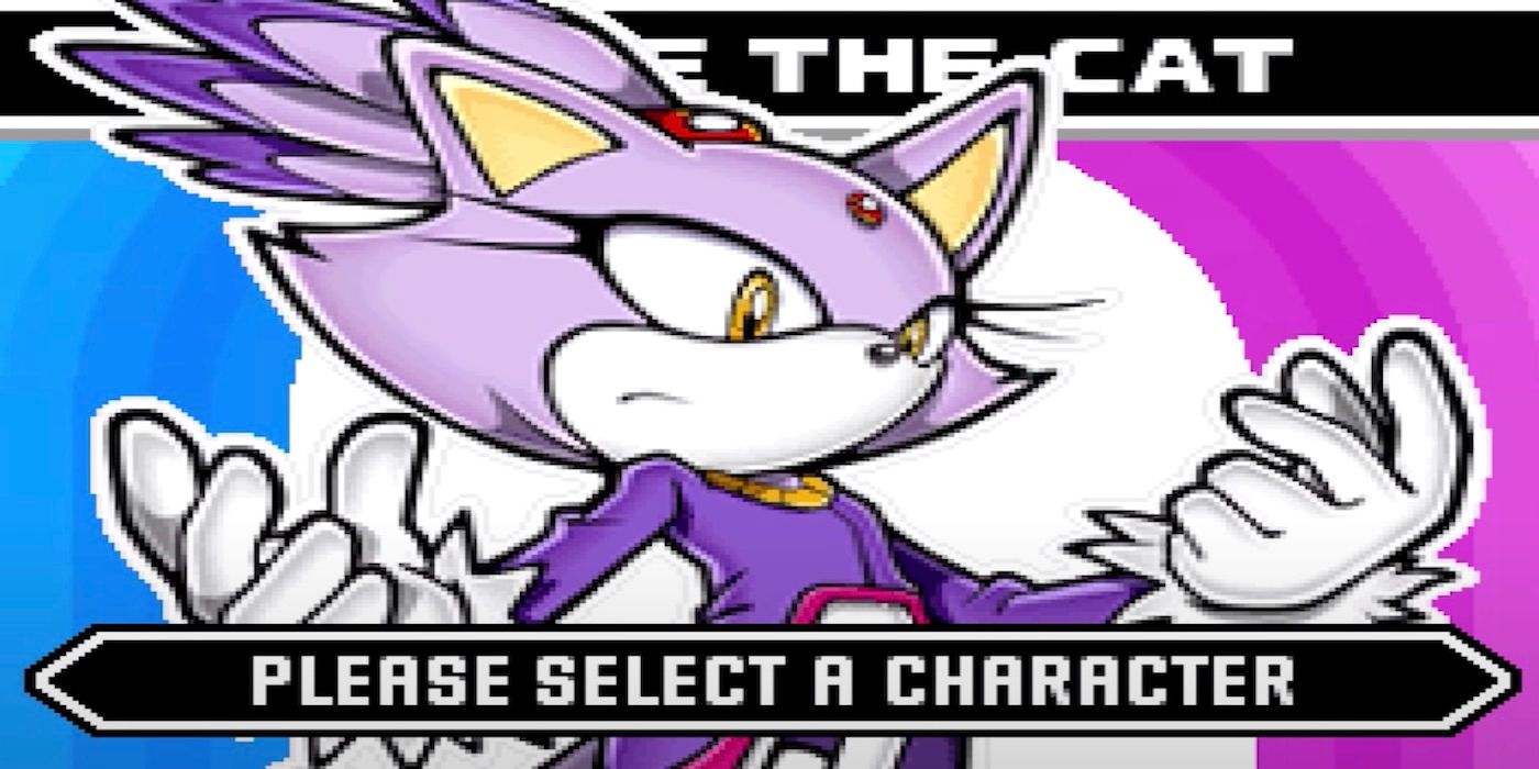 Blaze the Cat in the character select screen in Sonic Rush