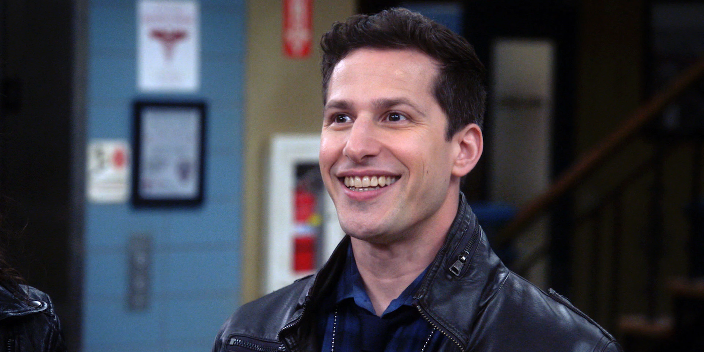 Close up of Jake smiling in Brooklyn 99