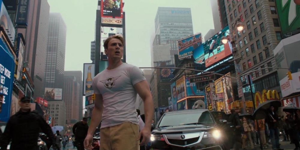 Captain America in Times Square