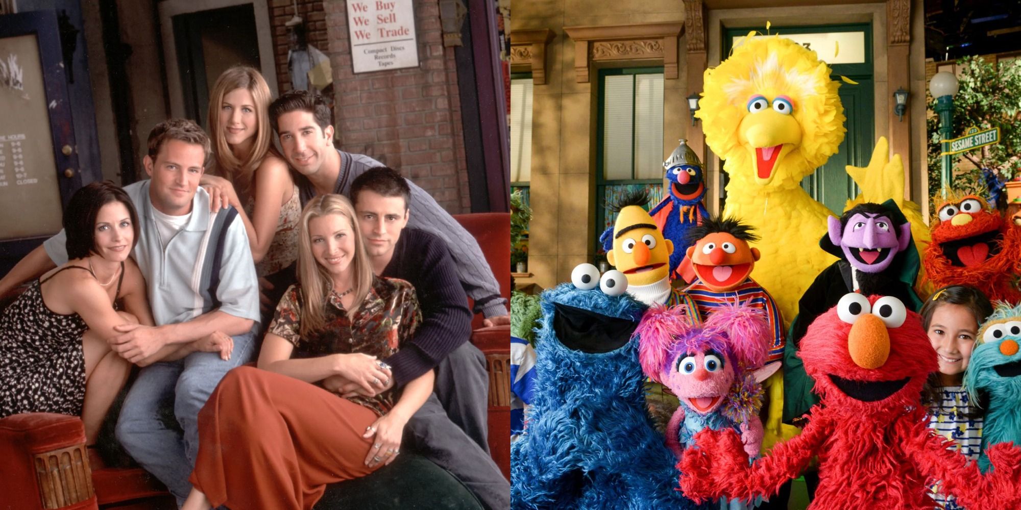 The cast of Friends and the cast of Sesame Street