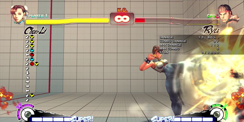 Chun-Li kicks Ryu to flames in Street Fighter