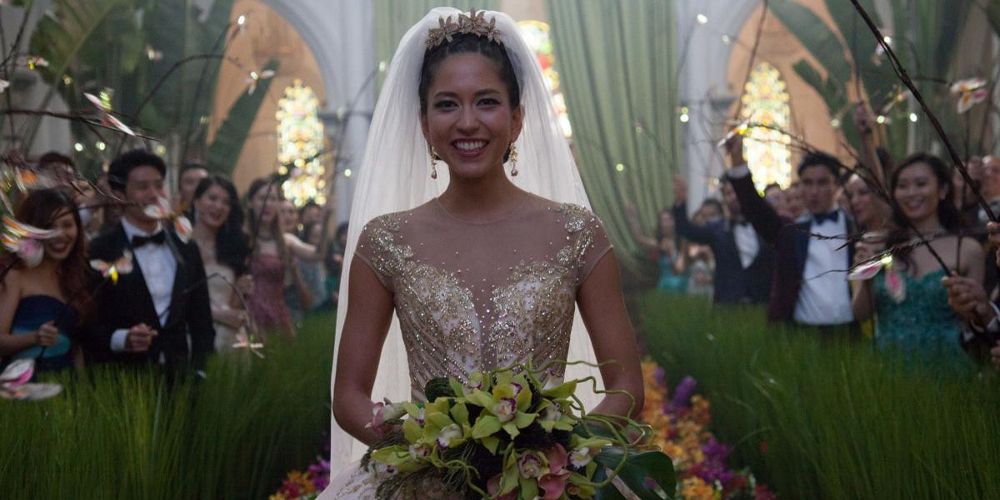 Araminta walks down the wedding aisle in Crazy Rich Asians