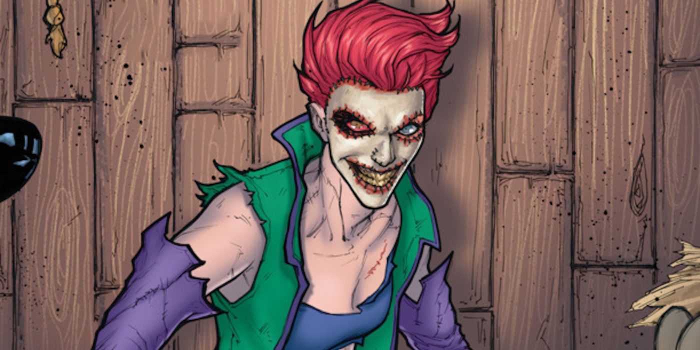The Joker's daughter wearing a green vest. 