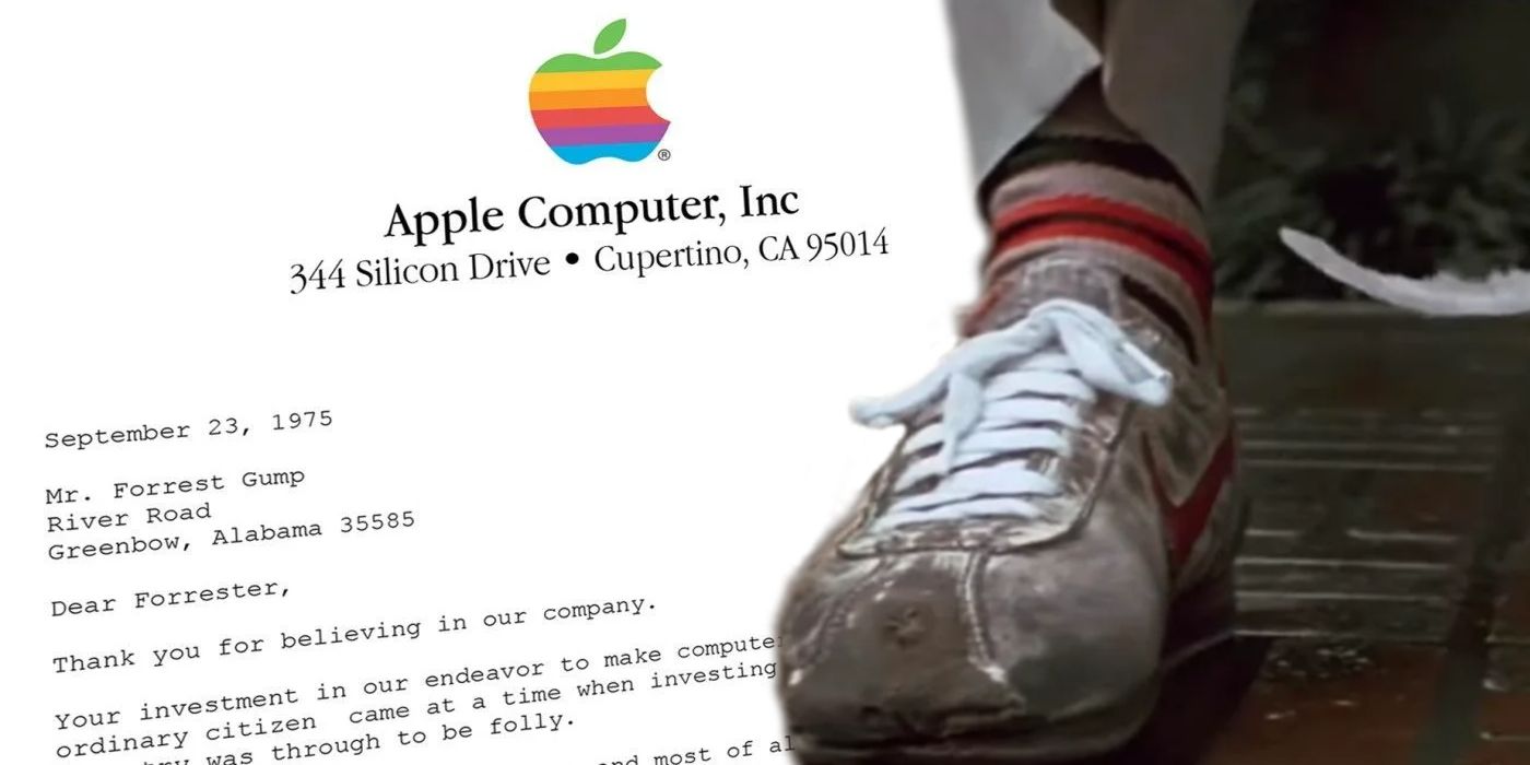 Forrest Gump letter from Apple and shoes