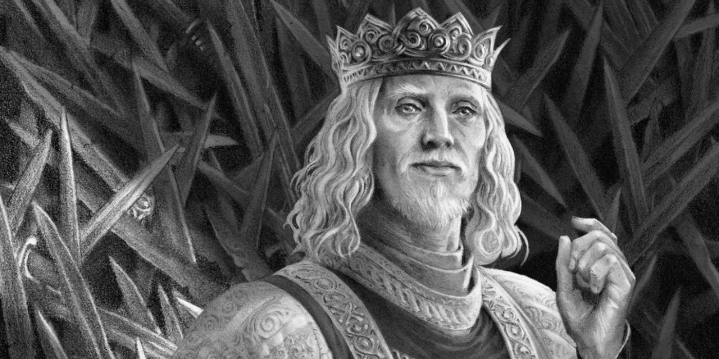 King Aenys I Targaryen on the Iron Throne.
