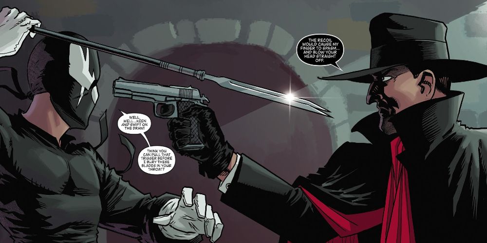 Grendel fights the Shadow in Grendel Vs. The Shadow