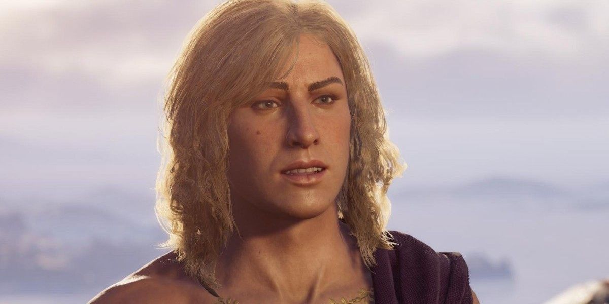Alkibiadies on the edge of a cliff addressing main character