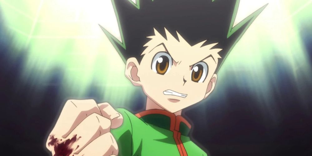 Gon clinches a bloody fist in Hunter x Hunter