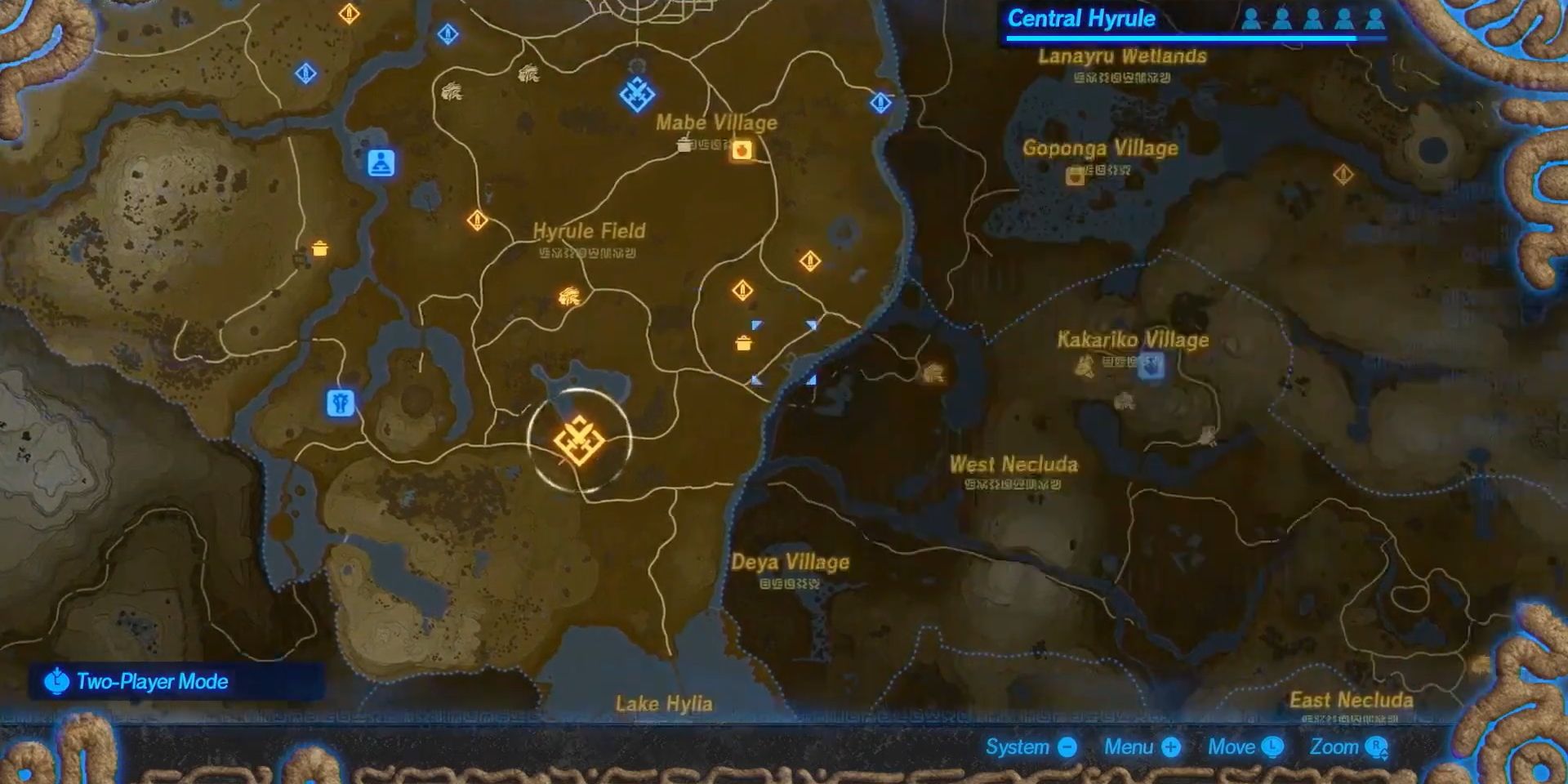 The map that acts as a main menu for Hyrule Warriors: Age of Calamity.