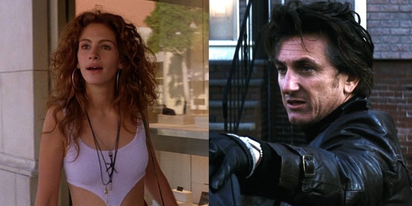 Vivian stands before a storefront in Pretty Woman and Jimmy puts his hand on Sean's shoulder in Mystic River