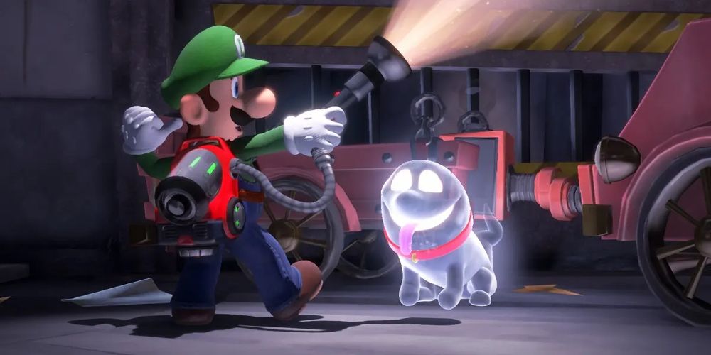 Luigis shines a flashlight in Luigi&rsquo;s Mansion 3