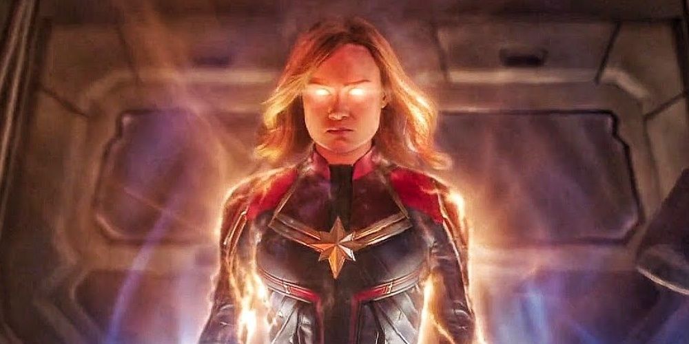 Captain Marvel glows with her powers