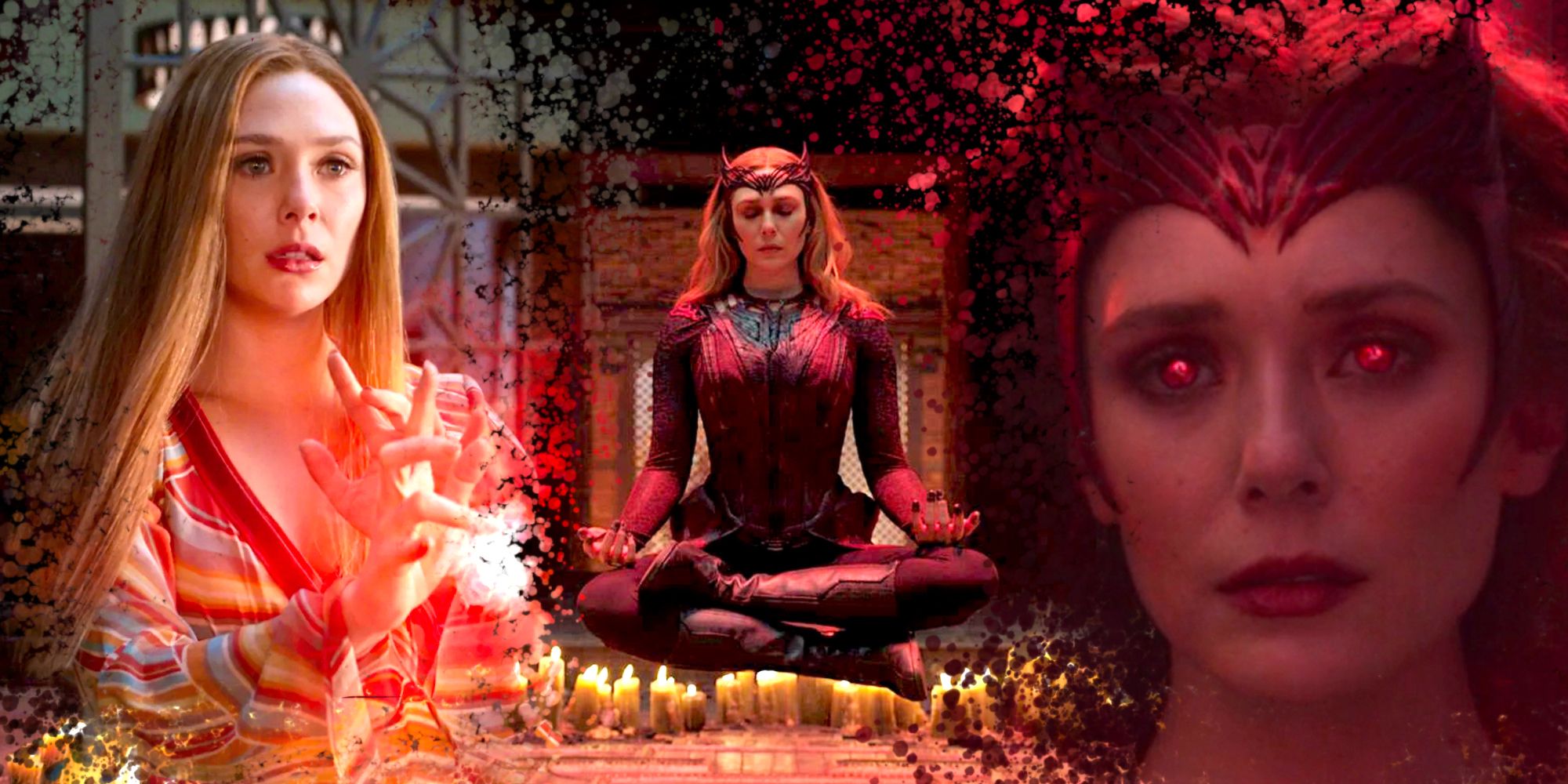Elizabeth Olsen's Wanda Maximoff/Scarlet Witch in WandaVision and Doctor Strange in the Multiverse of Madness
