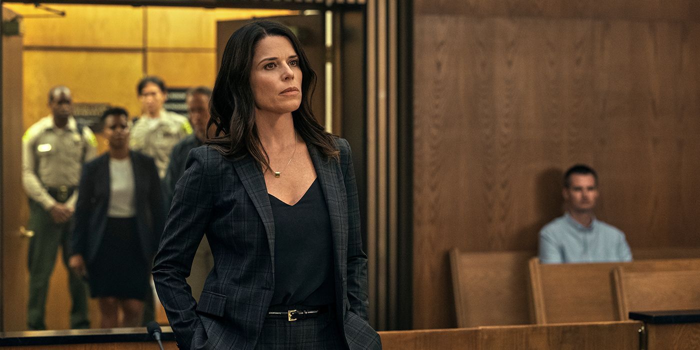 Neve Campbell as McPherson in court in The Lincoln Lawyer