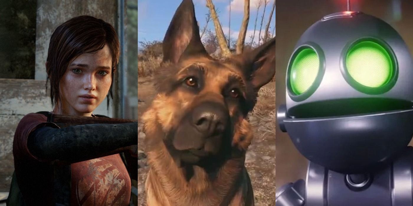 Best Companions in Video Games including Ellie, Dogmeat, and Clank.