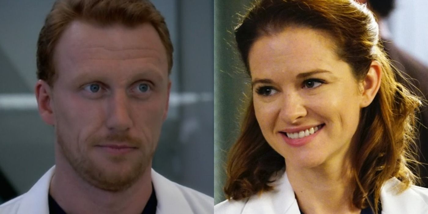 Split screen headshots of Owen Hunt and April Kepner on Grey's Anatomy