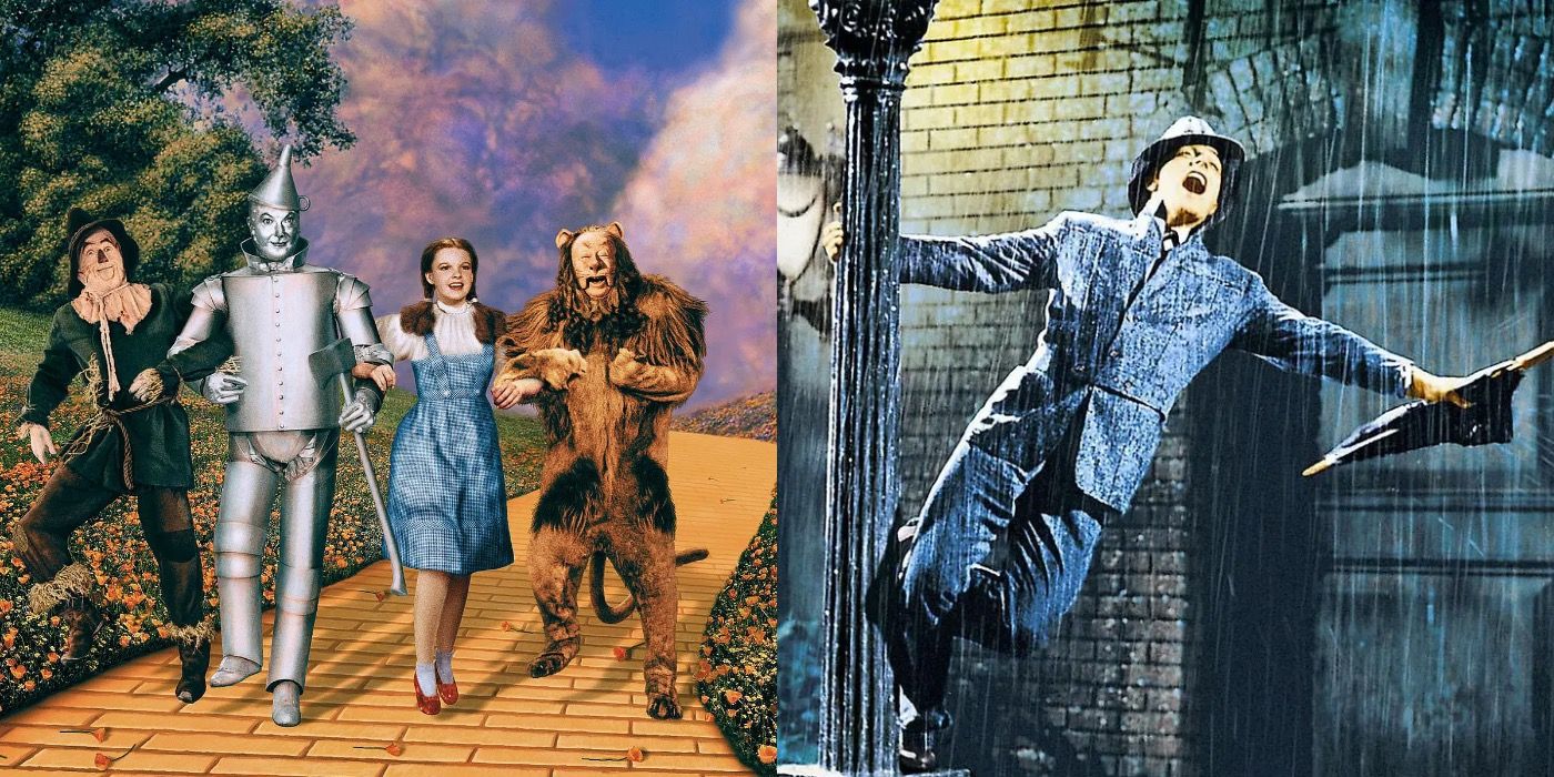 The 10 Best Technicolor Movies, According To IMDb split image of wizard of oz and singing in the rain