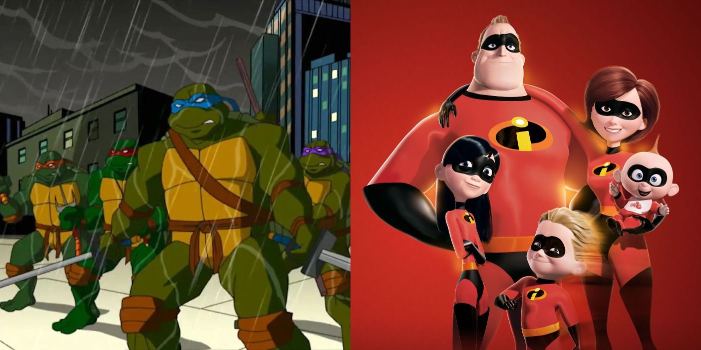 Dual photo of tmnt and the incredibles