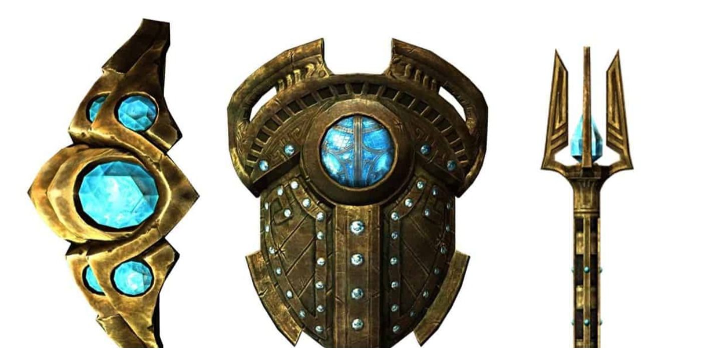 Skyrim Aetherium Equipment; Crown, Shield, Staff