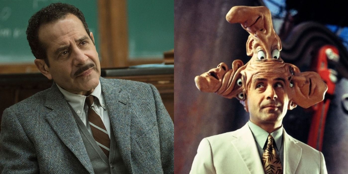 Split screen of Tony Shalhoub in Mrs. Maisel and Spy Kids