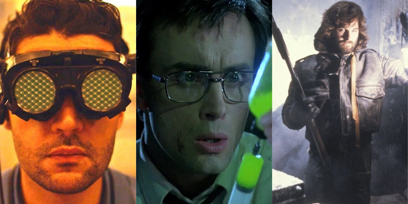 Split image of characters from Possessor, Re-Animator, and The Thing