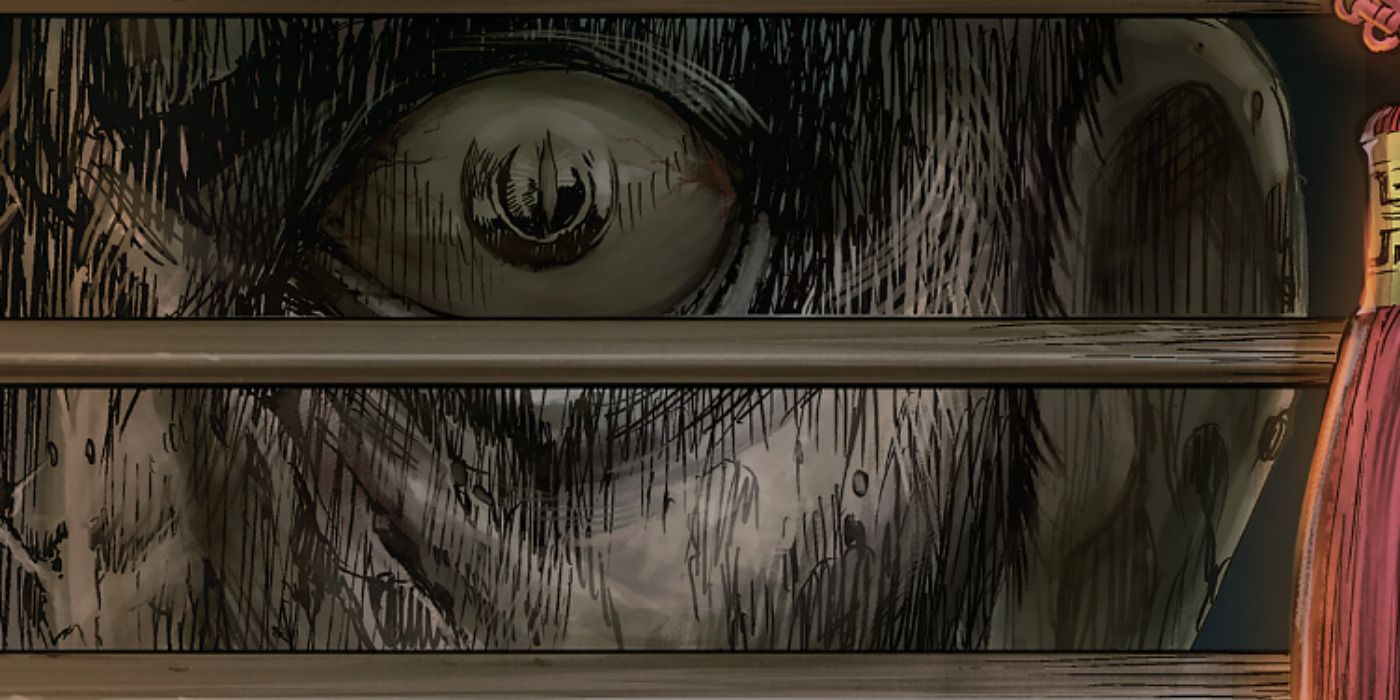 The Kingdom of the Gods zombie staring through shutter