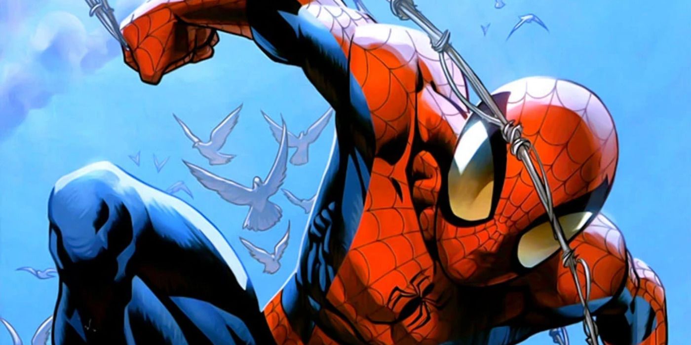 ultimate spider-man swinging across new york