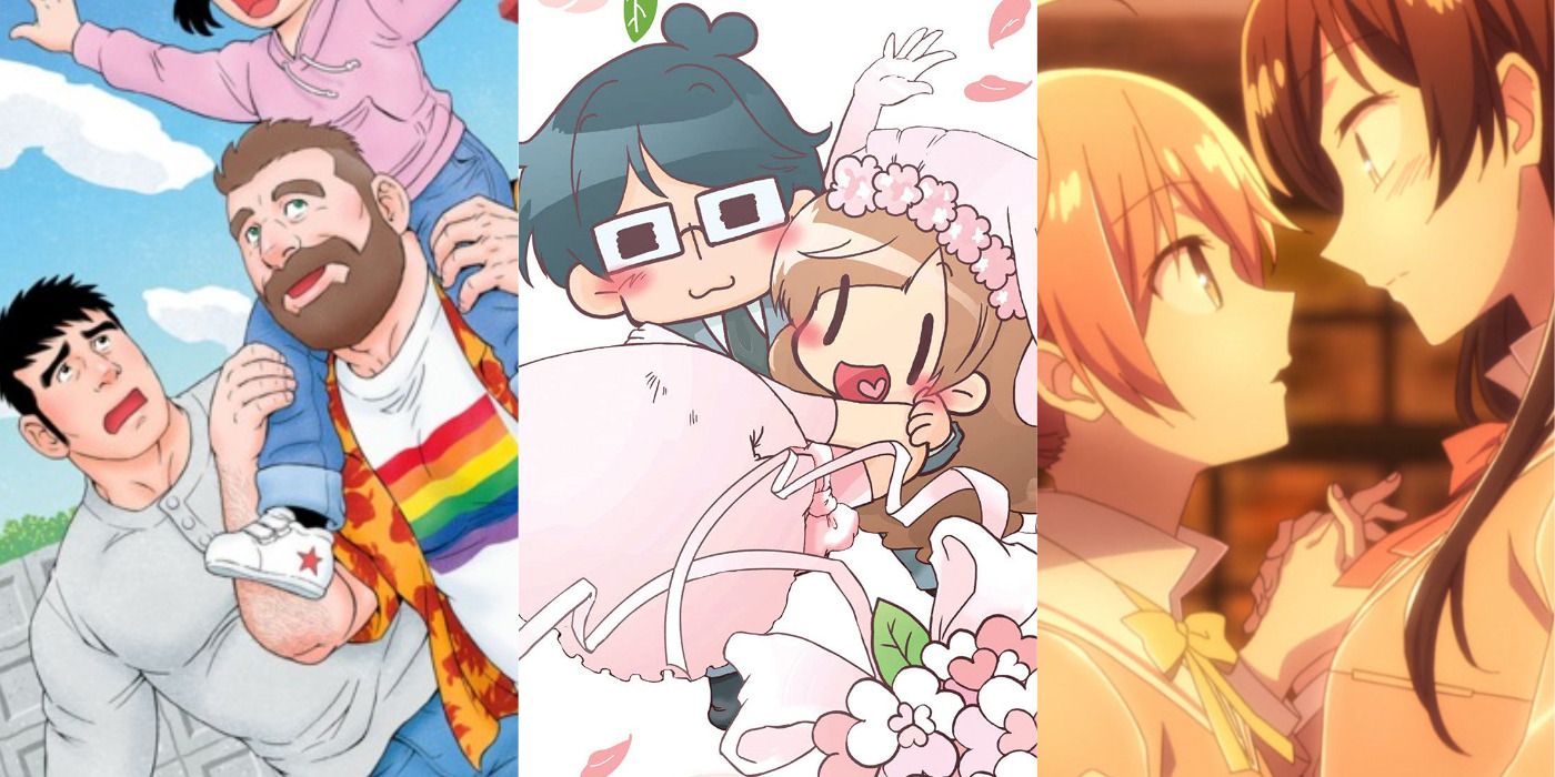 gay anime and manga three split photo