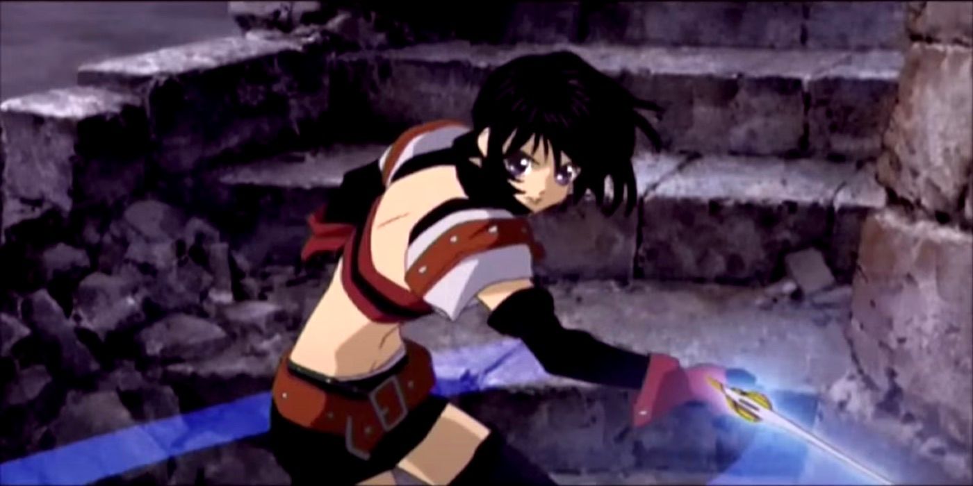 A screenshot of Rutee Katrea from the animated opening of Tales of Destiny