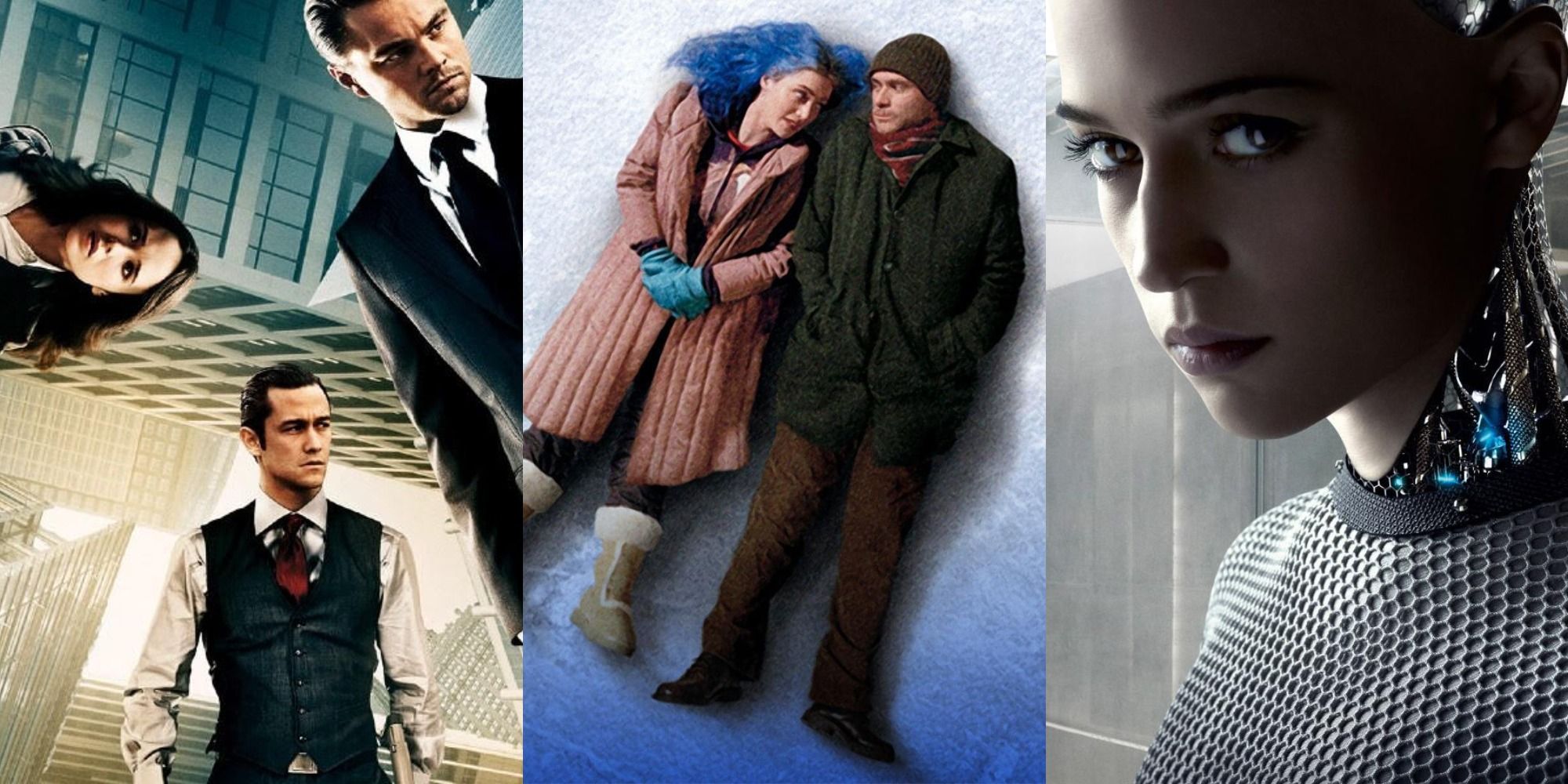 Posters for Inception, Eternal Sunshine, and Ex Machina