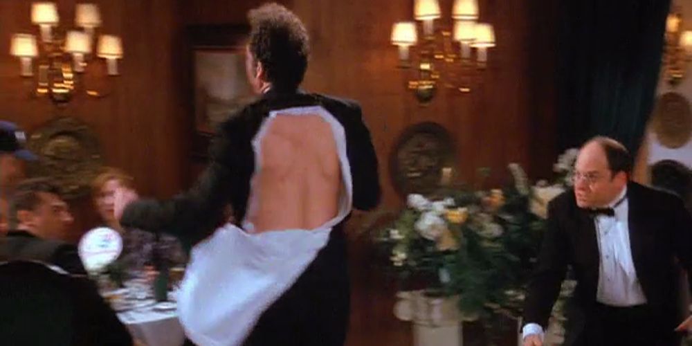 Kramer's backless ballroom entrance in Seinfeld