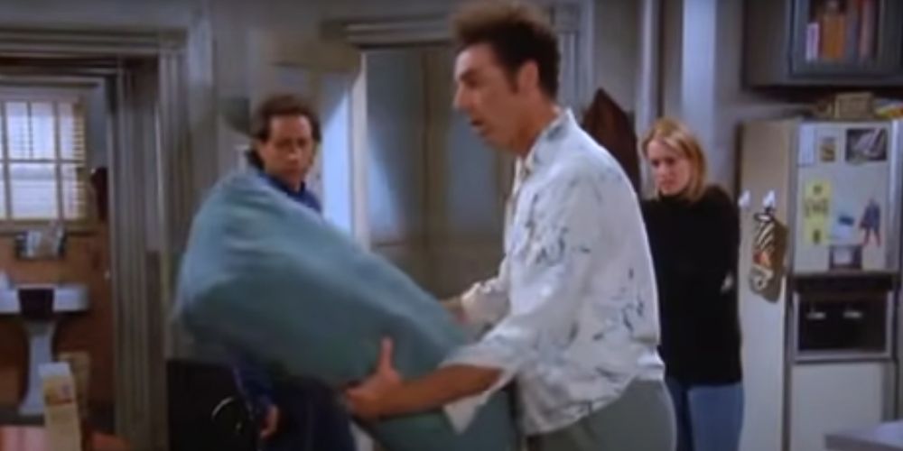 Kramer takes Jerry's couch cushion in Seinfeld