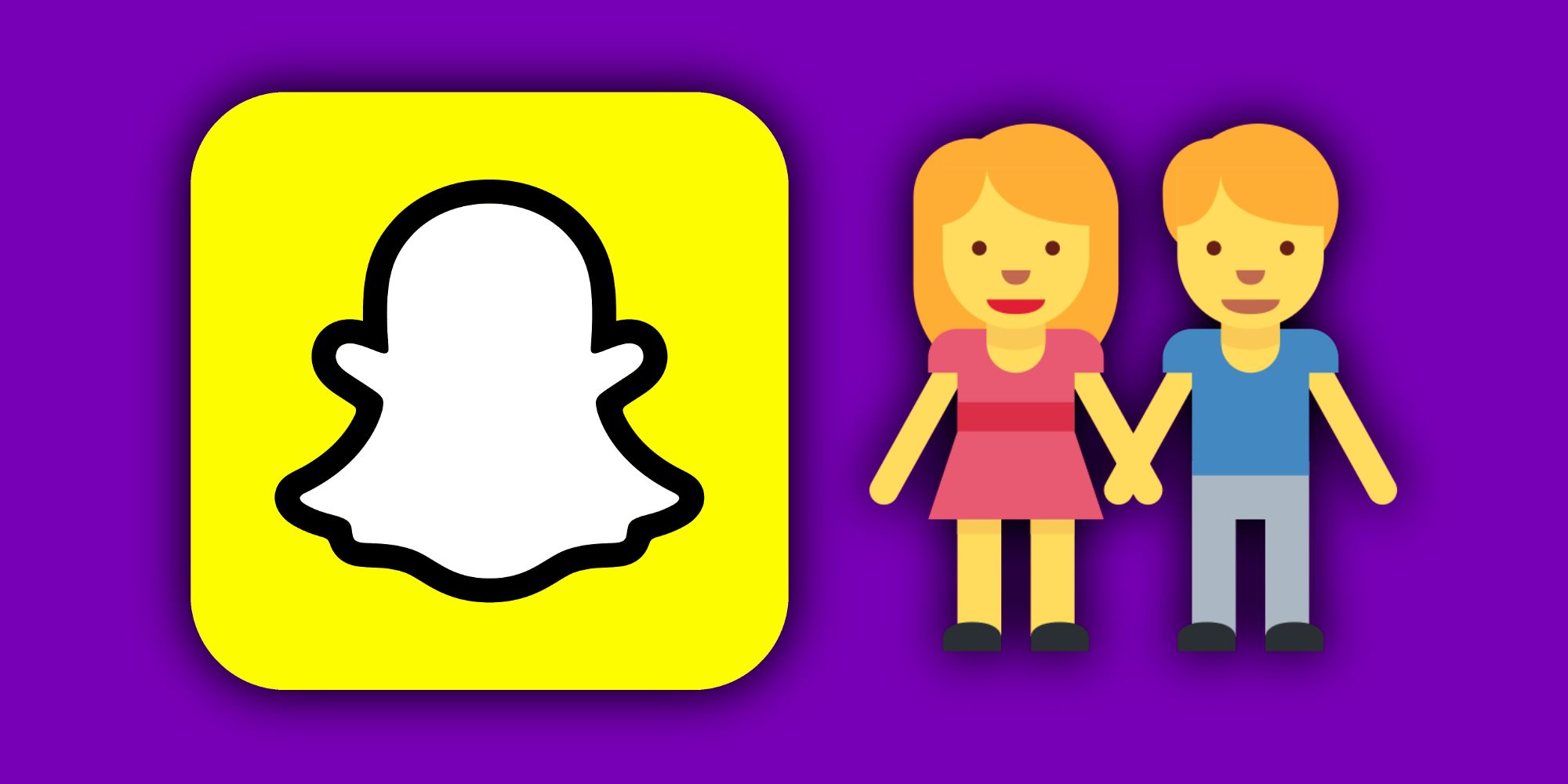 Logo Snapchat di sebelah emoji orang yang bergandengan tangan