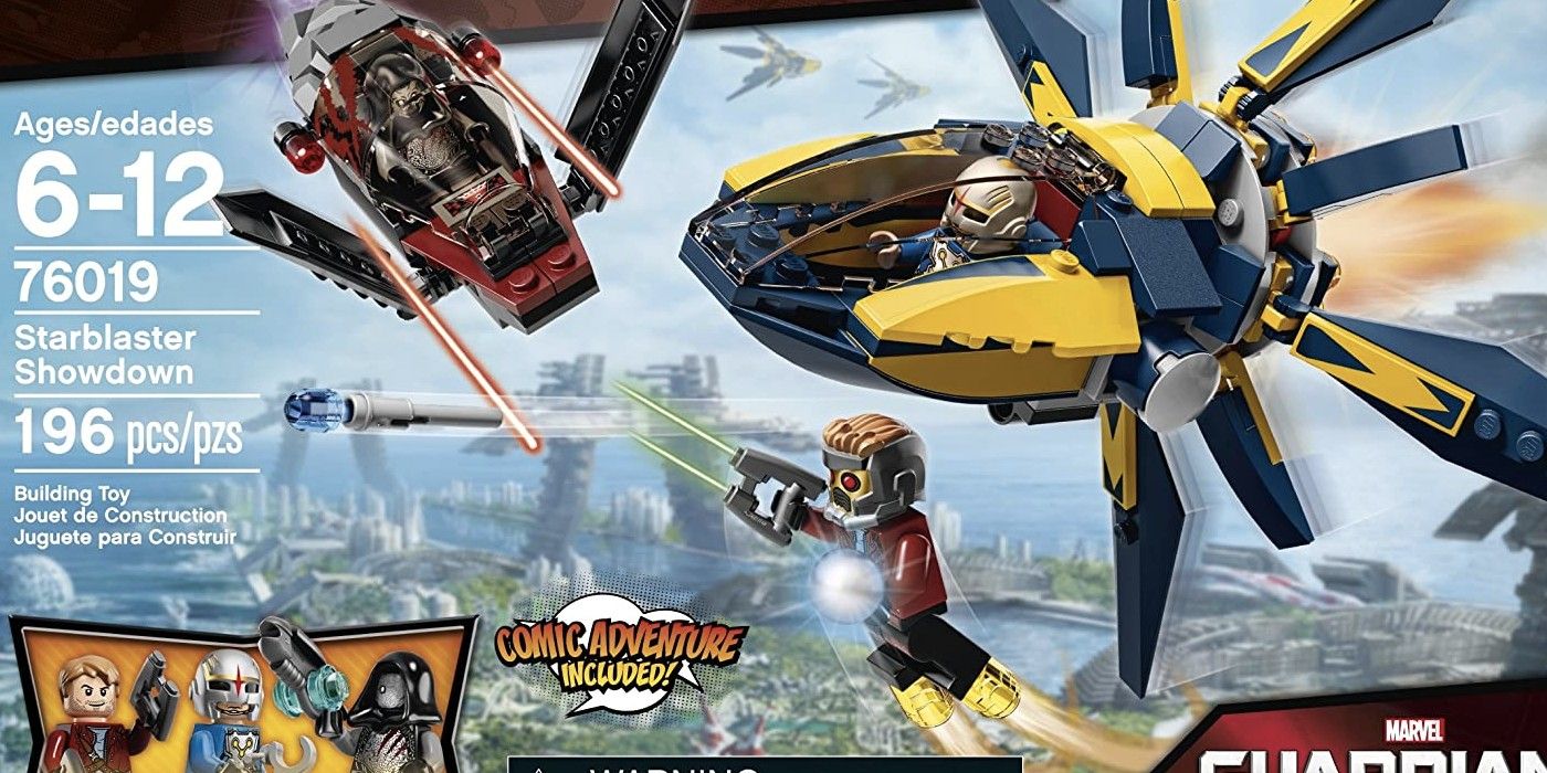 LEGO set that depicts Star-Lord flying solo in the final battle on Xandar.