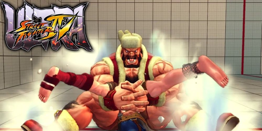 Zangief piledrives a foe in Street Fighter