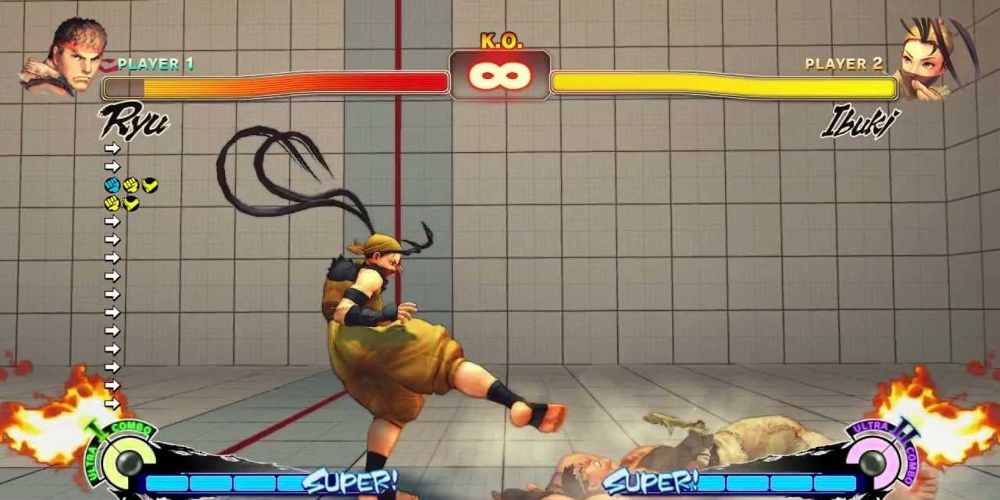 Ibuki defeats an enemy in Street Fighter