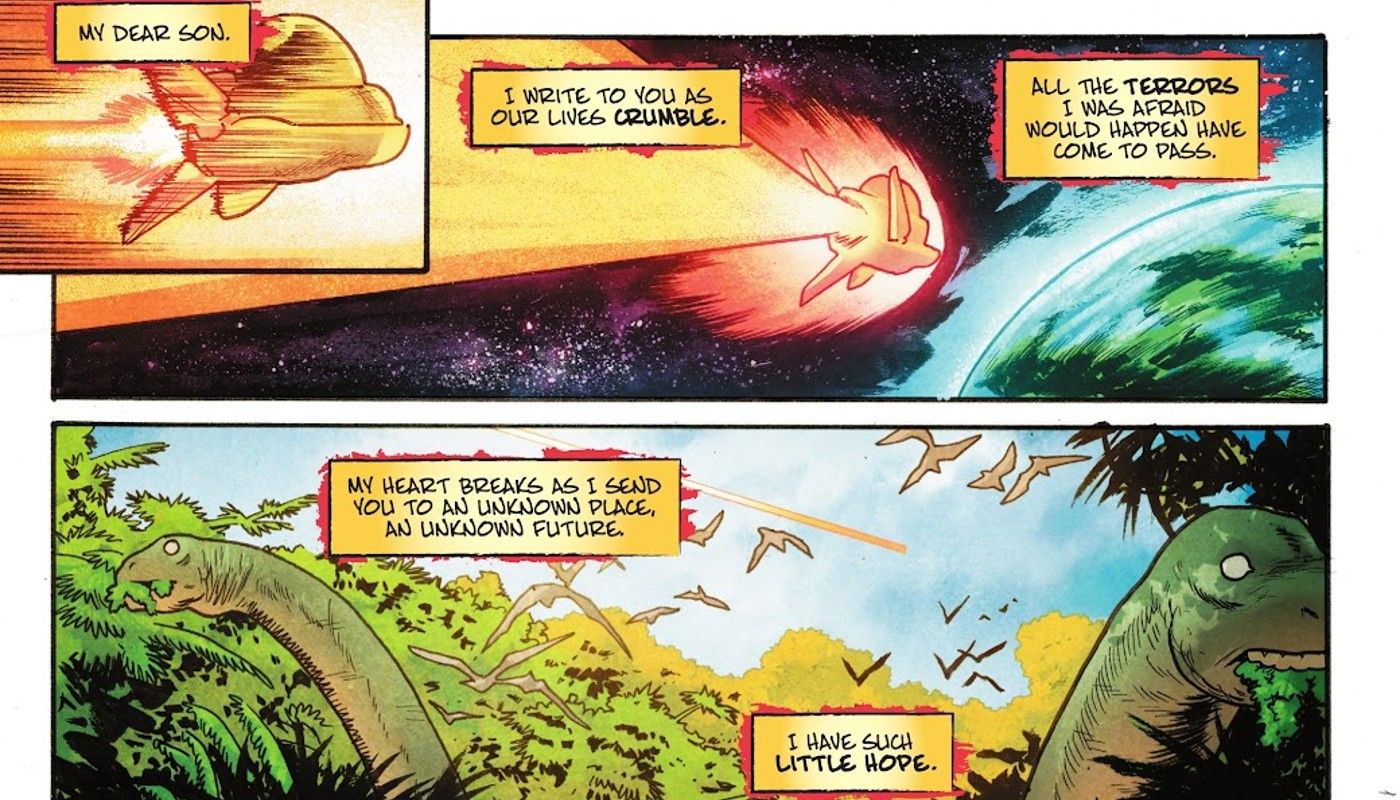 Dinosaur Superman arrives.