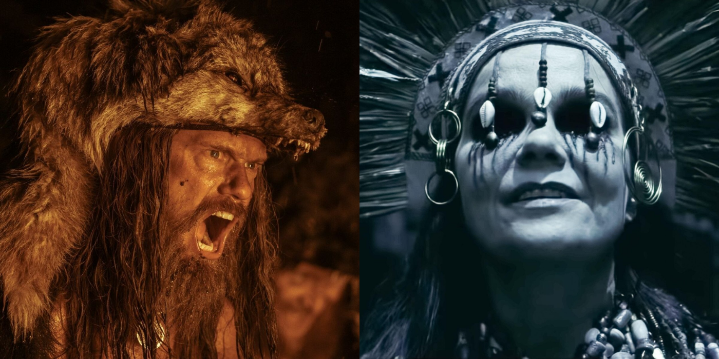 Split image showing two scenes from The Northman.