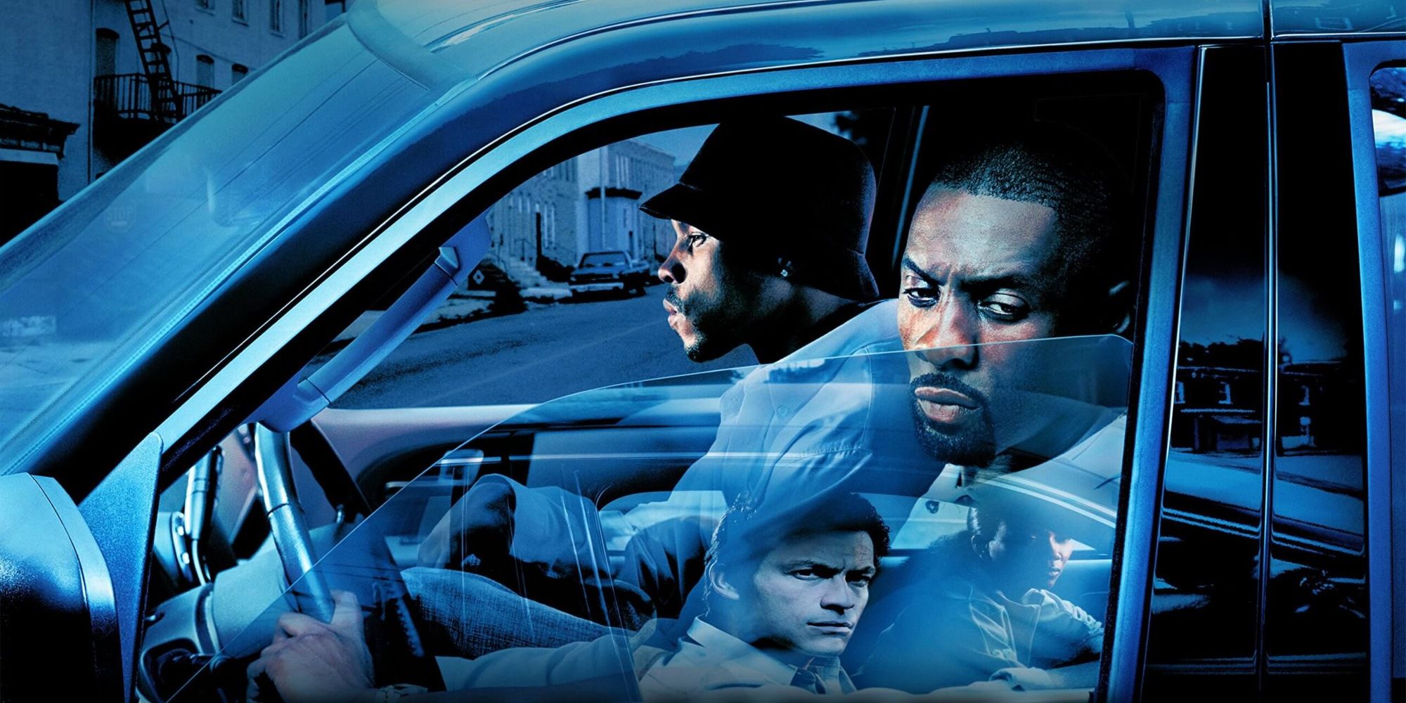 Two men in a car in The Wire.