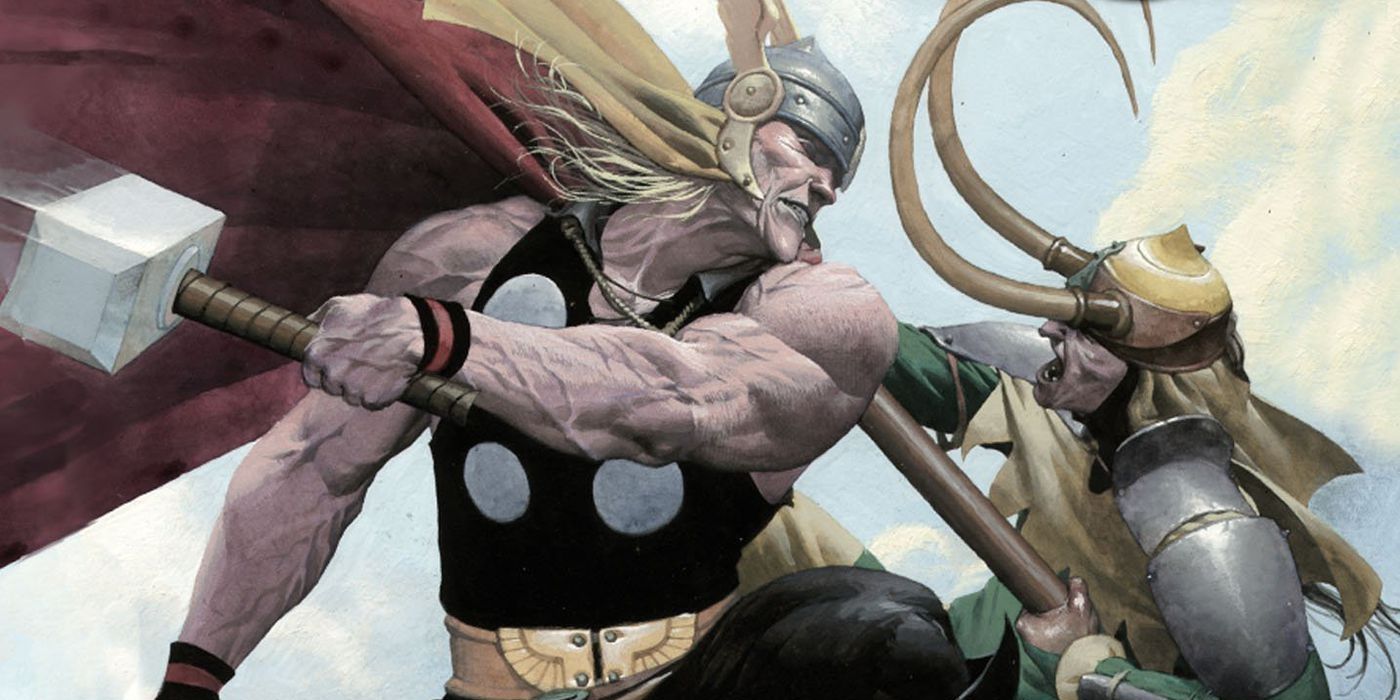 Thor and Loki fighting