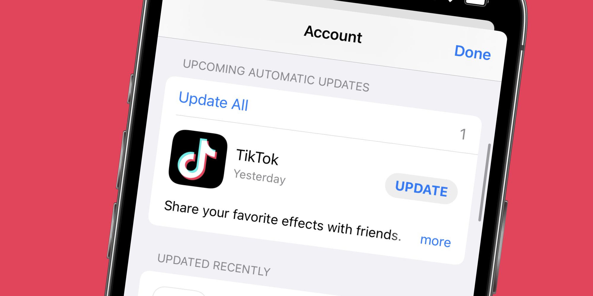 A TikTok update on an iPhone
