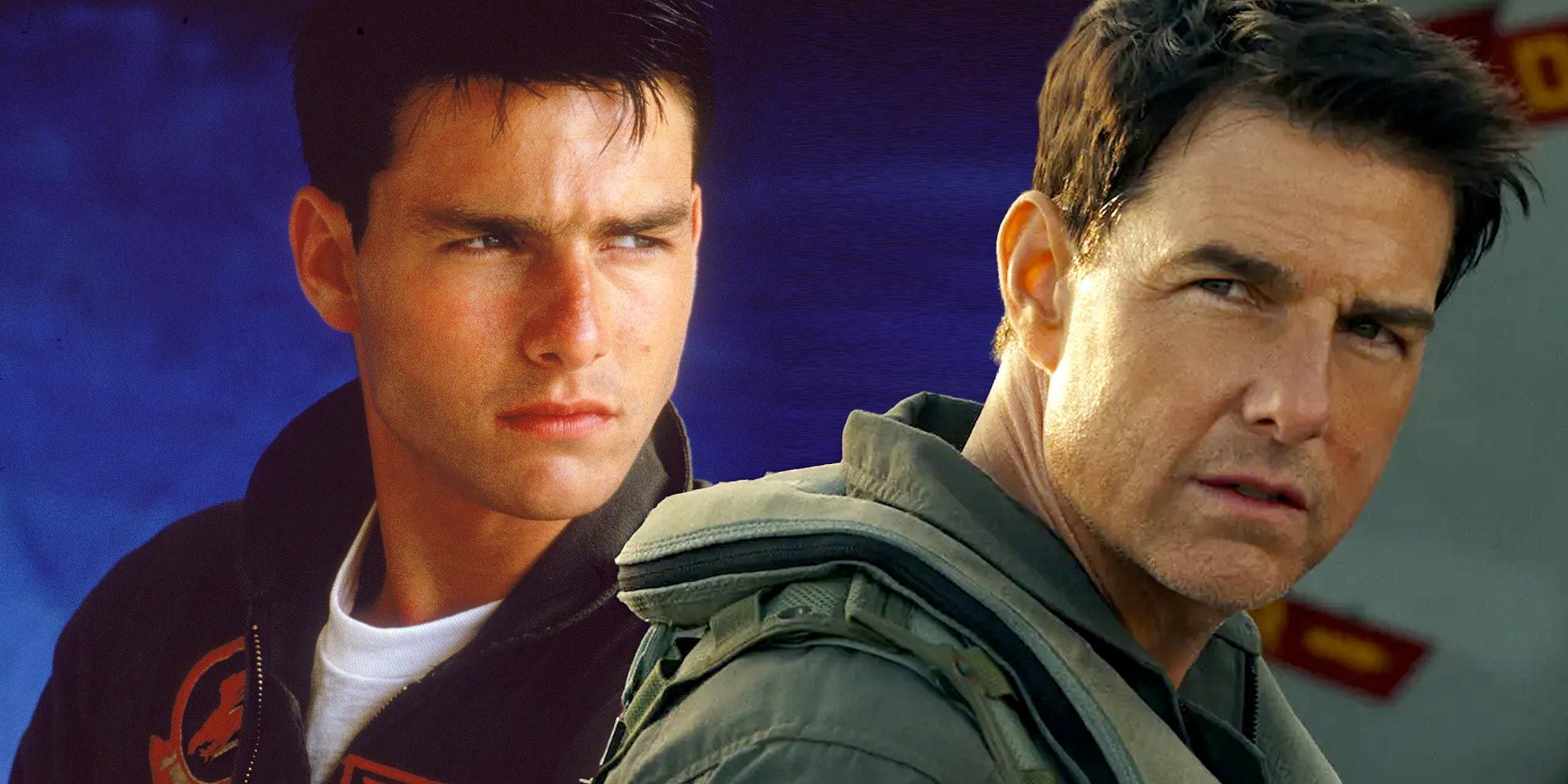 Tom Cruise in Top Gun and Top Gun: Maverick