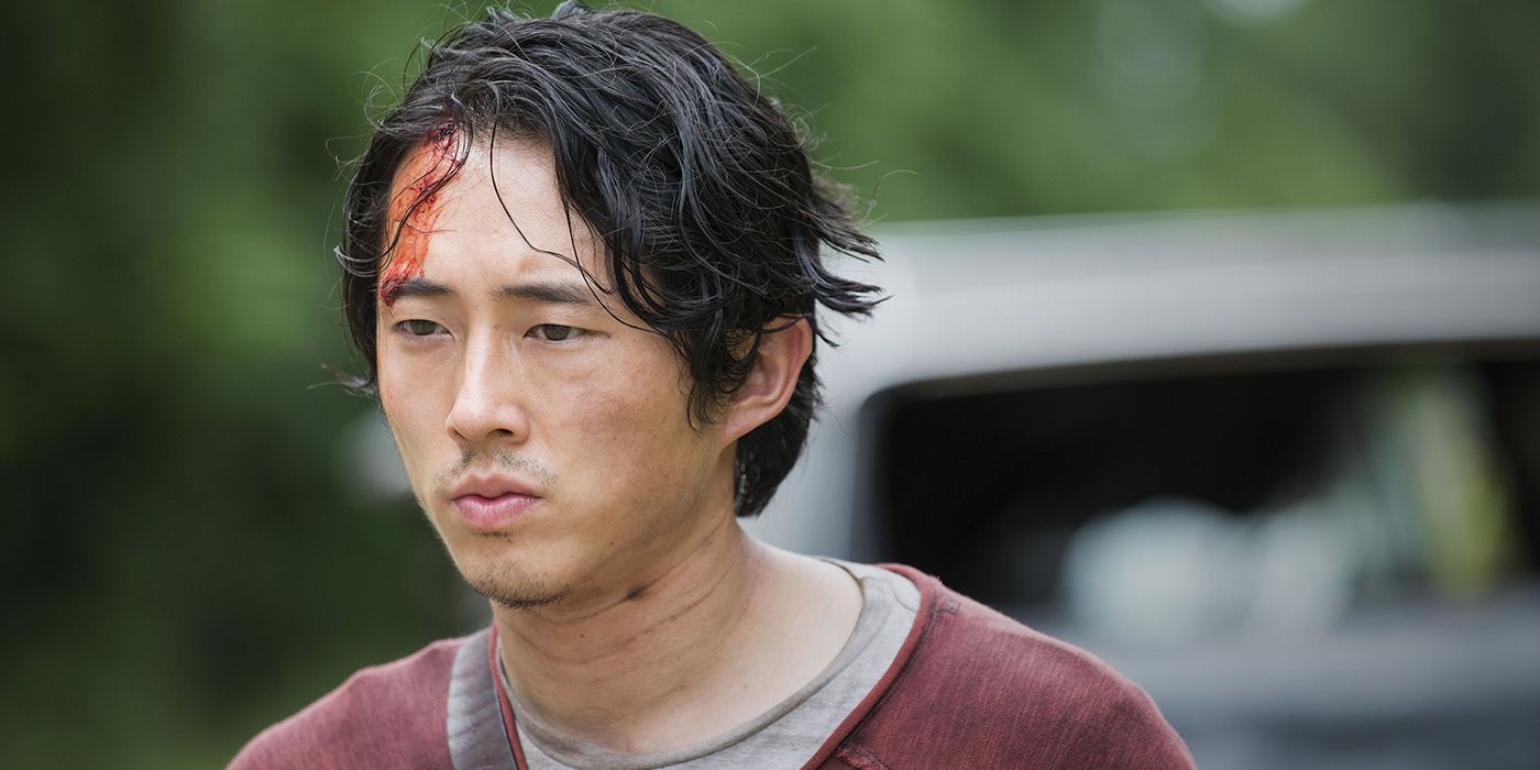 Glenn from The Walking Dead with blood on his face.
