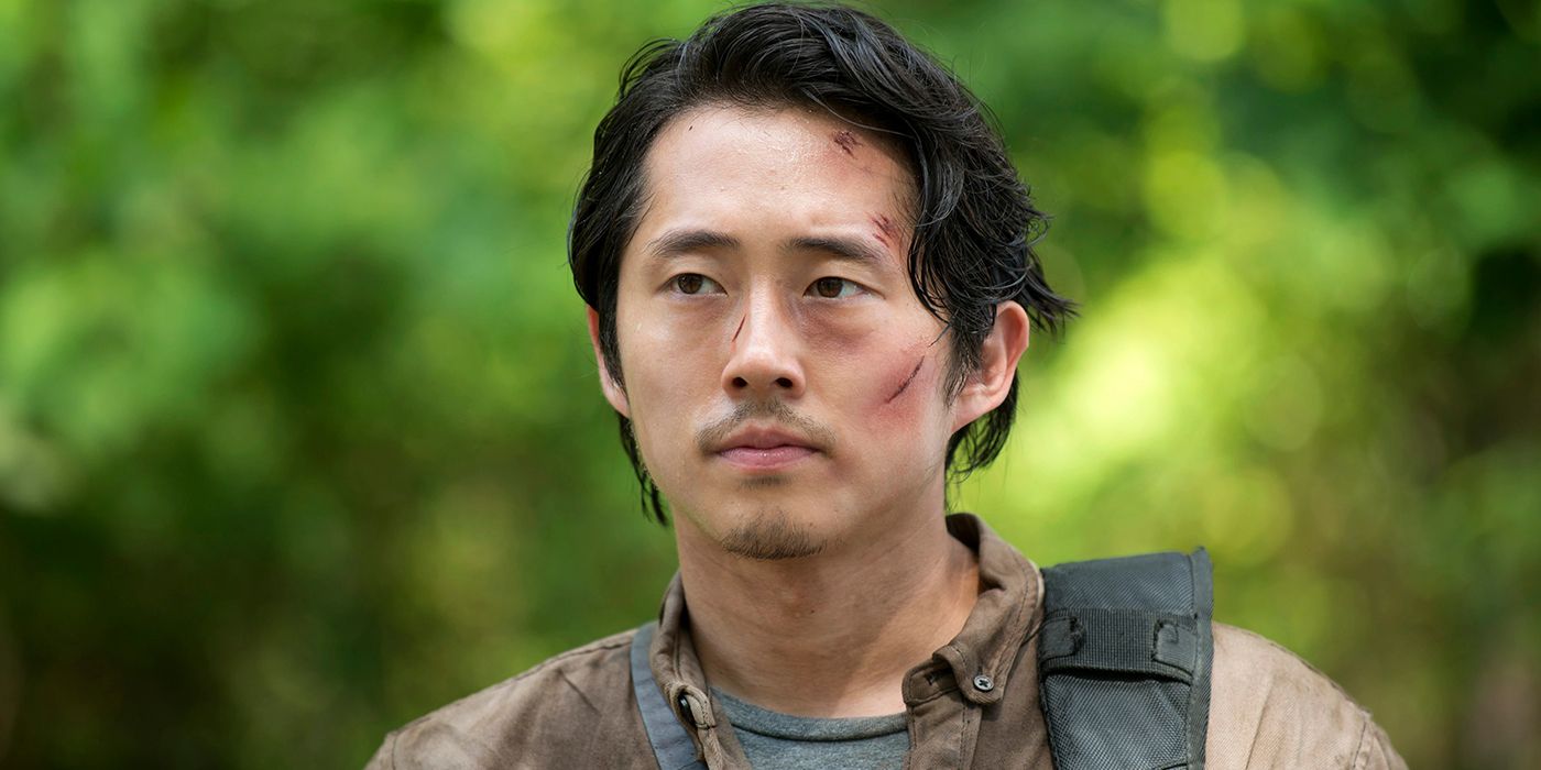 Glenn com um hematoma no rosto de The Walking Dead.