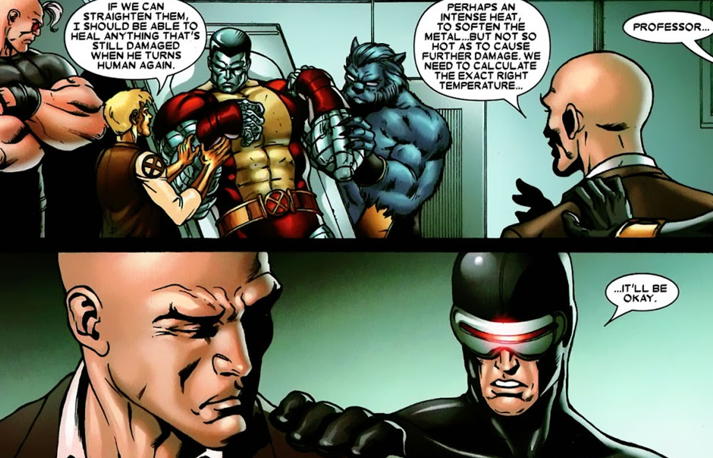 x-men healing colossus after fighting Hulk