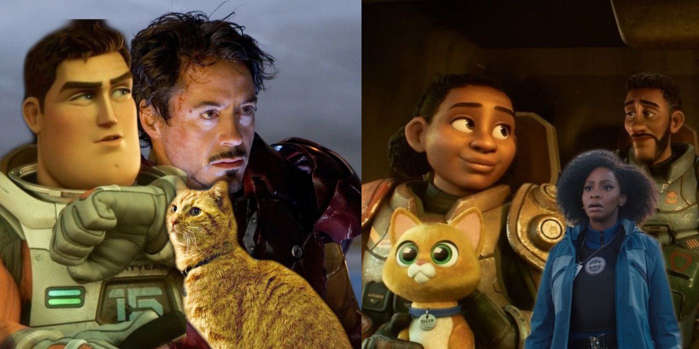 Monica Rambeau, Goose the Cat, and Iron Man From The MCU are among Buzz, Izzy, Sox, and Mo From Lightyear