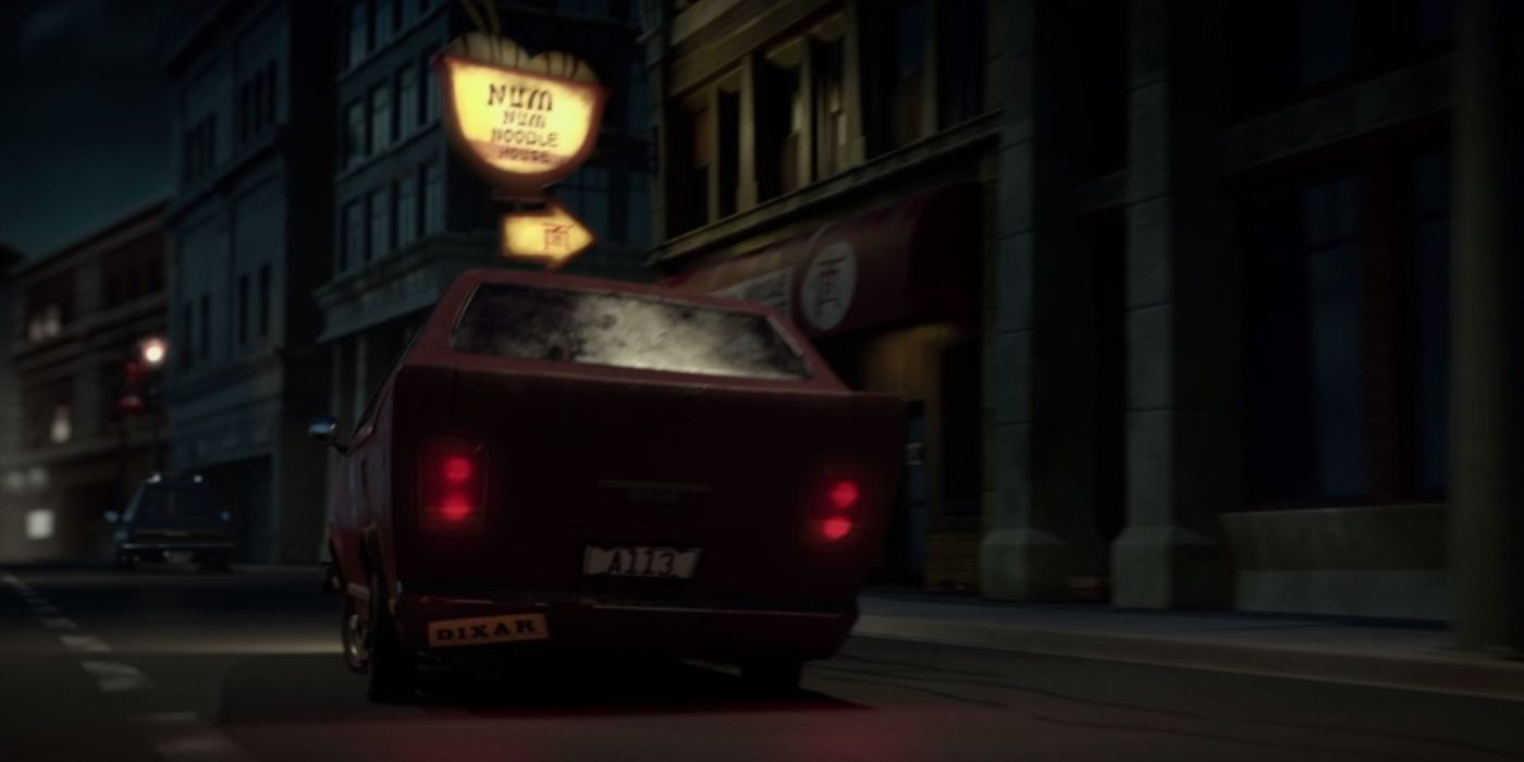 A car driving at night in Sausage Party.