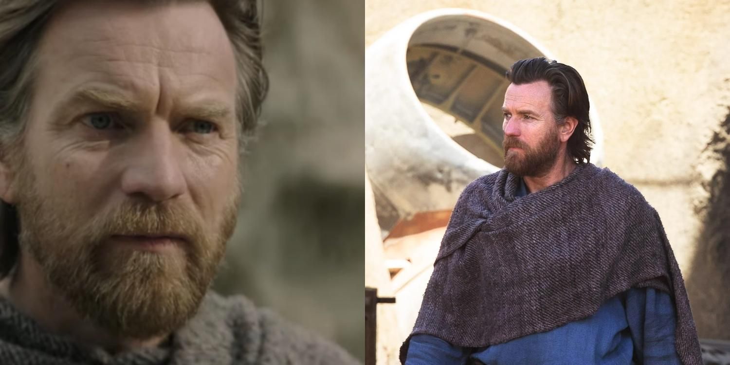 A closeup and a full body shot of Obi Wan in the new series