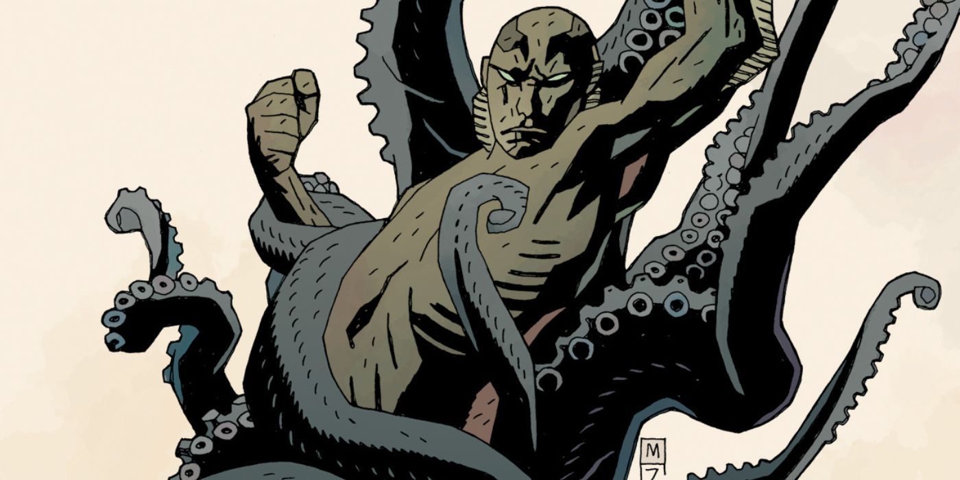 Abe Sapien surrounded by tentacles in Marvel Comics.